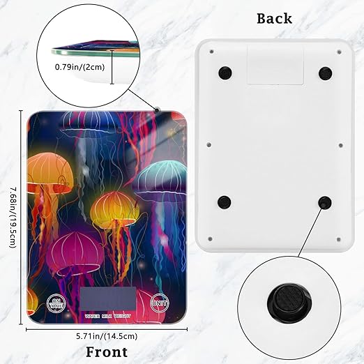 Food Scale Kitchen Digital Scale Food Ounces and Grams Dieting Baking Cooking Waterproof Glass Panels LCD Display,4 Units Scale Tare Function Jellyfish