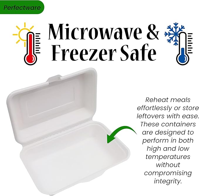 100% Compostable Single Compartment Take Out Food Containers 9x6". 25 Containers, Natural Disposable Bagasse, Eco-Friendly Biodegradable Made of Sugar Cane-Package of 25ct