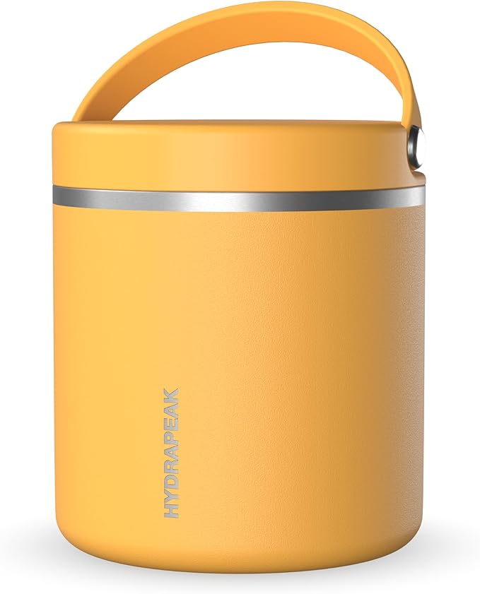 Hydrapeak 25oz Stainless Steel Vacuum Insulated Thermos Food Jar | Thermos for Hot Food and Cold Food, Wide Mouth Leak-Proof Soup Thermos for Adults, 10 Hours Hot and 16 Hours Cold (Tangerine)
