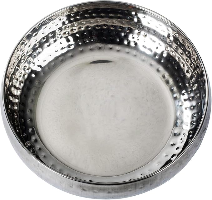Salad Bowl and Serving Utensils - Hammered Detailing - Stainless Steel Mixing Bowls with Lids- Luxurious Serving Bowls (12" Silver Hammered Salad Bowl)