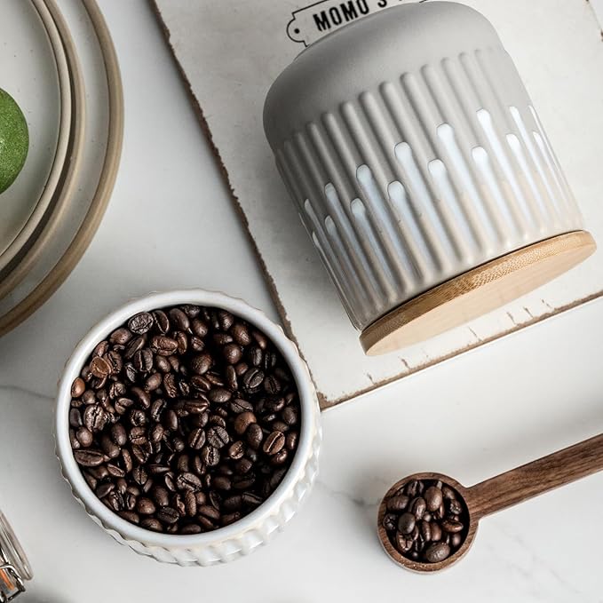 Food Storage Jars Vintage Coffee Canister Jars with Lids, Airtight Ceramic Containers for Cereal, Sugar, Nuts, Candy, Ground Coffee, Tea, Kitchen Decorative Jars - 34 Oz