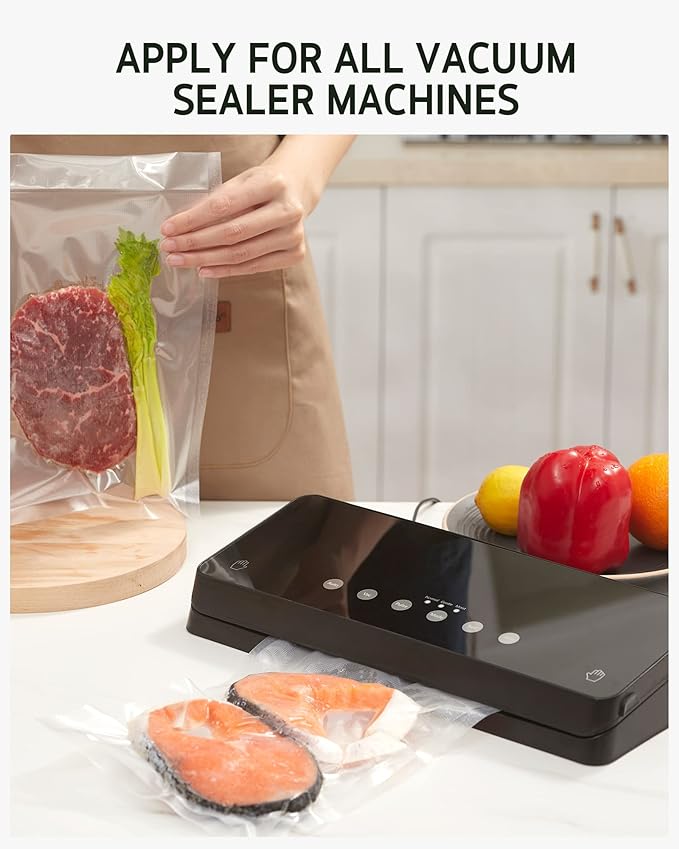 Syntus Vacuum Sealer Bags, 100 Gallon 11" x 16" and Quart 8" x 12" Commercial Grade PreCut Bag, BPA Free Food Vac Bags for Storage, Meal Prep or Sous Vide