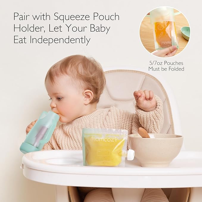 Momcozy Reusable Baby Food Pouches for Toddlers,BPA Free Plastic,Food Safe,Freezer Safe,Refillable for Applesauce Yogurt & Puree Squeeze Pouch,10 Packs,7oz