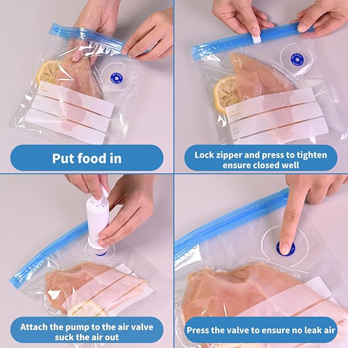 Sous Vide Bags, 30 PCS 10"X13.5" Reusable Vacuum Seal Bags for Food,Vacuum Zipper Sealer Bag for Sous Vide Cooking,Freezer Safe,Microwave Heating and Food Storage