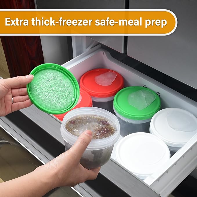 16 oz Plastic Freezer Containers with Lids 2 Cup Food Storage Container BPA Free Stackable Airtight Dishwasher Safe,6 Pack