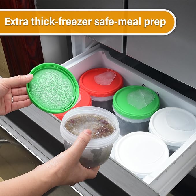 16 oz Plastic Freezer Containers with Lids 2 Cup Food Storage Container BPA Free Stackable Airtight Dishwasher Safe,12 Pack