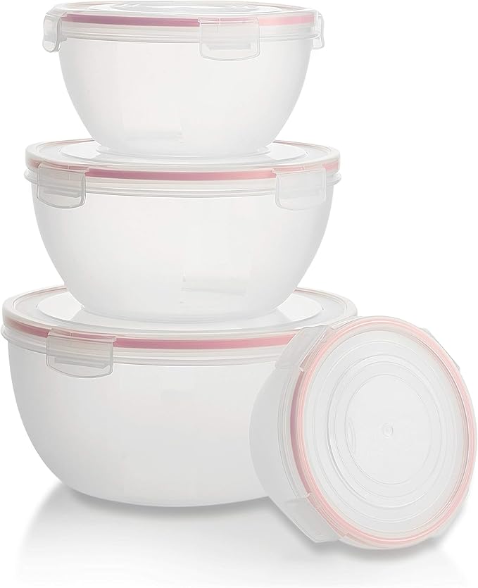 Komax Biokips Mixing Bowls with Lids Set – Multi-Use, Stackable Airtight Food Storage Containers – BPA-Free Salad Bowls with Lids – Microwave & Dishwasher Safe Meal Prep Container Set of 4