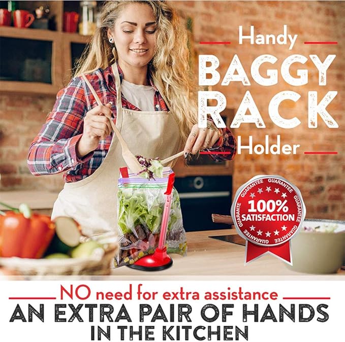 Baggy Rack For Ziplock Bag Holder Stand Adjustable/Hands Free Clip Food Storage Bag Holder For Ziplock Bag Stands / 3 Pack/3pcs