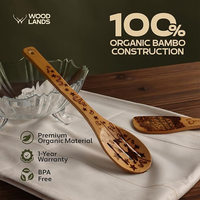 Birthday Gifts for Women – Premium Wooden Spoons for Cooking – Unique 40th Birthday Gifts Women & 50th Birthday Gifts for Her – Stylish Wooden Kitchen Utensil Set for Everyday Use