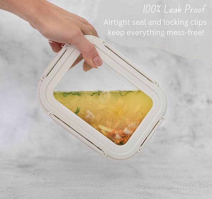 8-Piece Glass Meal Prep Set: Airtight Snap-Lock Lids for Easy Storage—Microwave, Oven, Freezer & Dishwasher Safe!