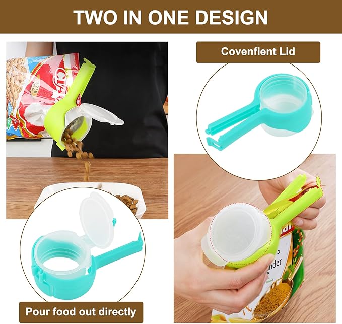 Bag Clips for Food Storage Sealing Clips with Pour Spouts Food Sealing Plastic Great for All Food or Cat/Dog Food Storage and Organization(6 Pack)