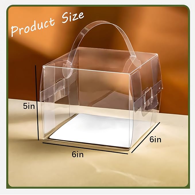 20pcs 6X6X5 Inches Transparent Bakery Boxes with Handles, Mini Clear 5in 6in Cake Boxes,Clear gift boxes,Treat Boxes for Cake Chocolate Donut,Pastries,Cookies