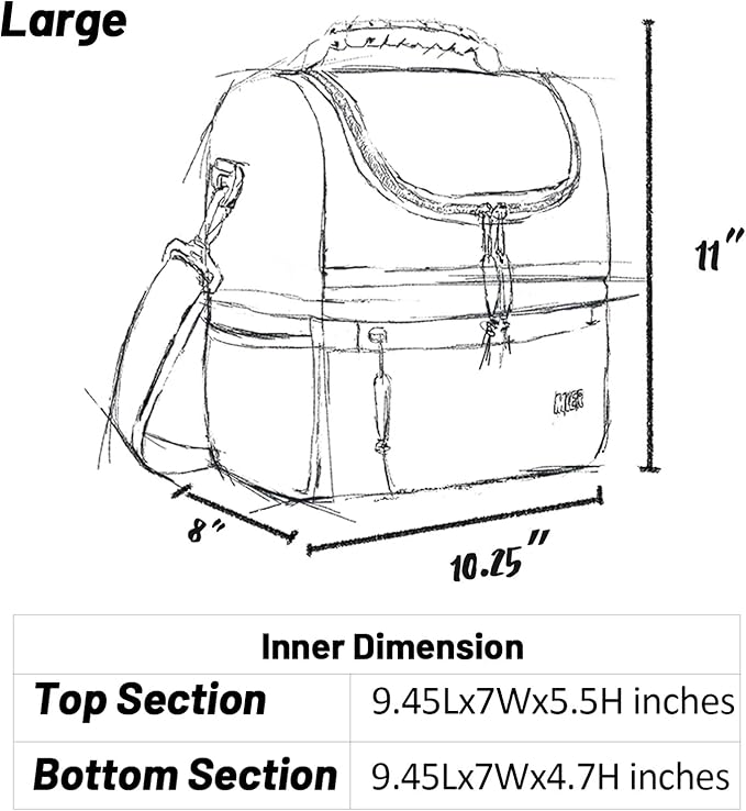 MIER Adult Lunch Box Insulated Lunch Bag Large Cooler Tote Bag for Men Women to Work Travel Daytrip, Double Deck Cooler (Army Green, Large)