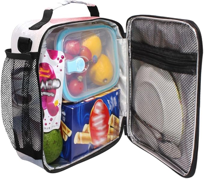 White Horse Lunch Box for Kids Boys Girls, Cherry Floral Cooler Insulated Lunch Tote Bag with Adjustable Strap for School Daycare