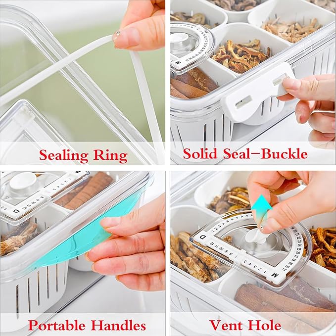 Divided Serving Tray with Lid, Fruit Storage Containers for Fridge, Snack Box, Portable Food Storage Containers with 8 Compartments Keep Vegetables/Fruit/Meat/Salad (Containers-D)