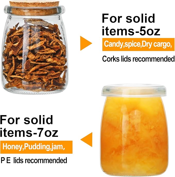 Brajttt Mini Yogurt Jars 30 Pack, 7 oz Glass Favor Jars with Cork Lids, Pudding Containers with Lids, Mason Jar Wedding Favors Honey Pot with Label Tags and String