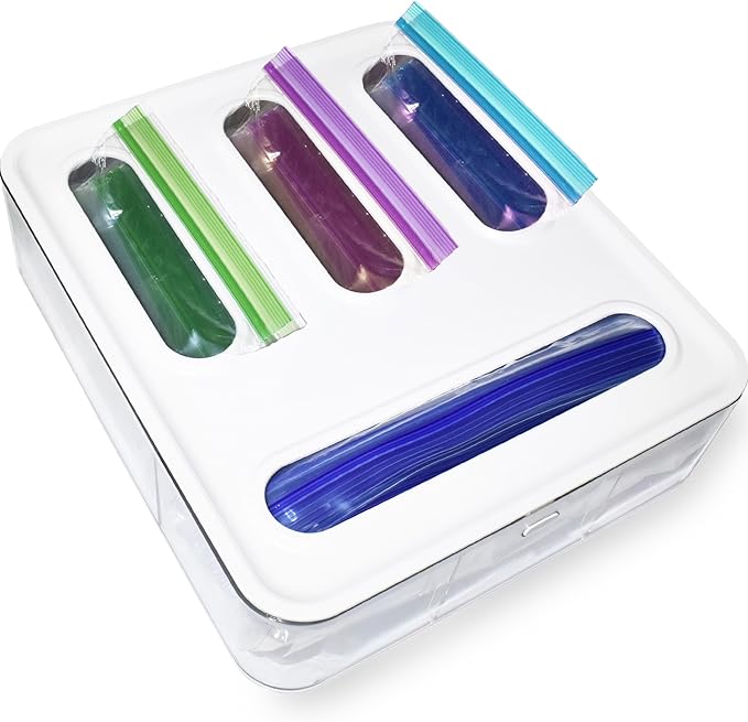 Bag Storage Organizer for Kitchen Drawer, Plastic Bag Container Holder, Baggie Dispenser for Gallon, Quart, Sandwich, Snack, Kitchen Organizers and Storage
