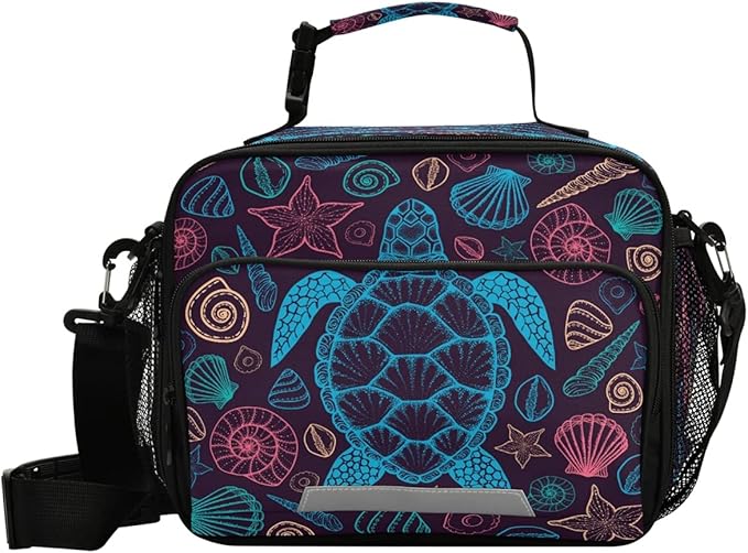 MNSRUU Turtle 11 Inch x 4.33 Inch x 9.05 Inch Insulated Lunch Bag with Adjustable Shoulder Strap, Keeps Food Warm or Cold for Hours