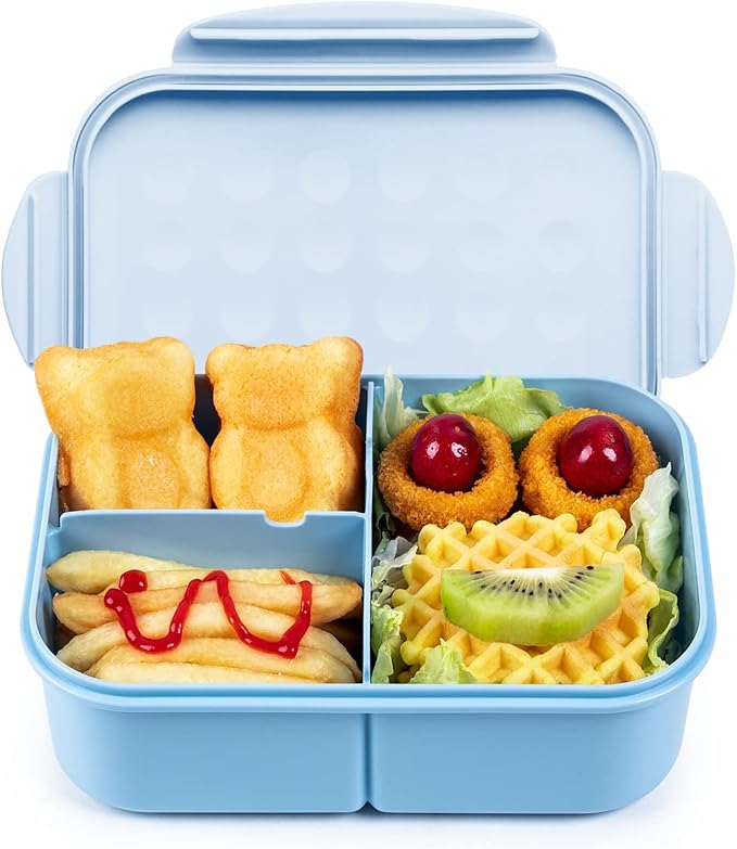 MISS BIG Bento Box, Bento Box for Kids&Adults,Ideal Leak Proof Lunch Box Kids,Mom’s Choice Kids Lunch Box, No BPAs and No Chemical Dyes,Microwave and Dishwasher Safe Lunch Containers(White M+ Blue L)