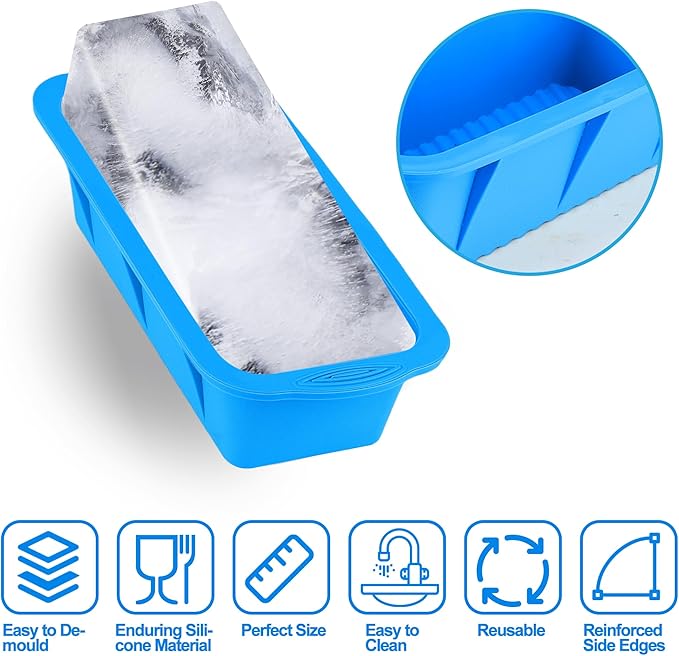 XANGNIER Extra Large Ice Block Mold,2 Pack 4.7lbs Ice Cubes for Cold Plunge or Coolers,Reusable Silicone Ice Molds for Ice Bath Chiller,Big Ice Tray