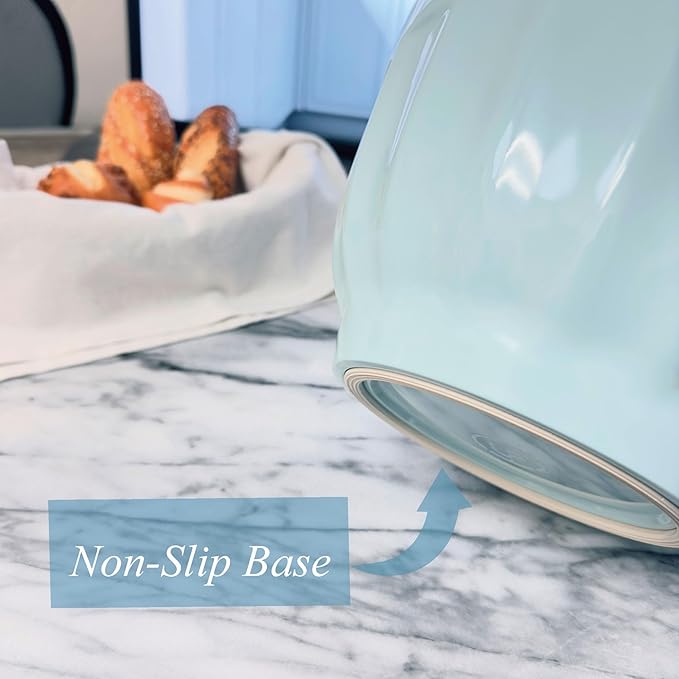 UPware Latte Style Melamine Batter Bowl with Pour Spout, Handle and Non-Slip Base, Grip Handle for Easy Mix and Pour, Home Essentials Cooking and Baking Tools, 4.3 quart, 11.5 x 8.75 Inch, Blue
