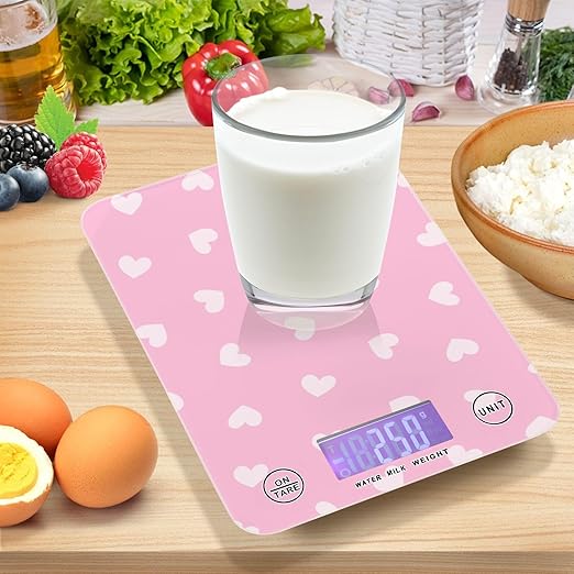 Food Scale Kitchen Scale for Baking Cooking Digital Food Weighing Measuring Scale Small Waterproof Electric Food Scale Love Heart Pink