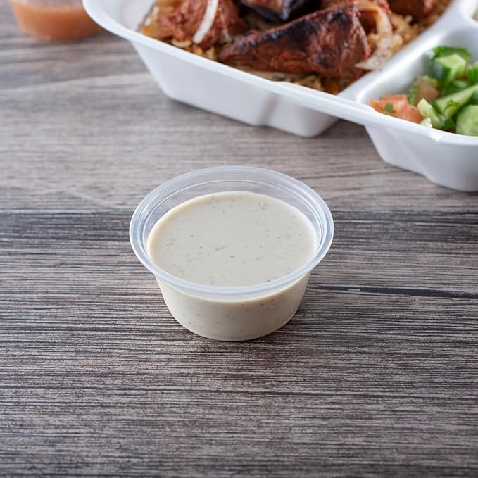 ASK WHOLESALE 2 oz Clear Disposable Plastic Portion Cups with Lids | Pack of 1000 Cups & 1000 Lids | Crystal Clear Design for Easy Identification - Convenient for Parties, Events, & On-the-Go Snacking