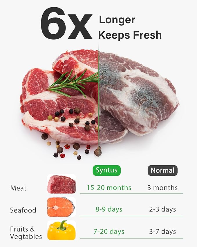 Syntus Vacuum Sealer Bags, 150 Gallon 11" x 16" and Quart 8" x 12" and Pint 6" x 10" Commercial Grade PreCut Bag, BPA Free Food Vac Bags for Storage, Meal Prep or Sous Vide