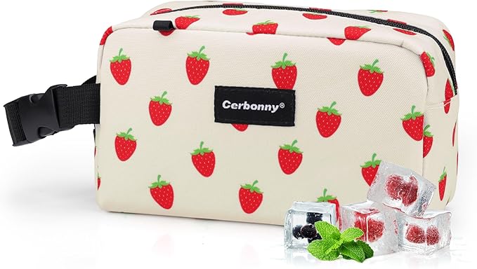 Small Cooler Bag Freezable Lunch Bag for Work School Travel,Small Lunch Bag,insulated snack bag For Adults/Kids,Mini Cooler,Lunch bag small Fit For Yogurt(Strawberries)