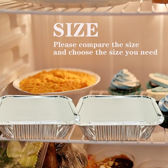 100 Pack 1 lb Disposable Aluminum Foil Pans Meal Prep Take Out Food Containers with Paper Lids for Catering, Baking, Roasting Food, Freezer Safe
