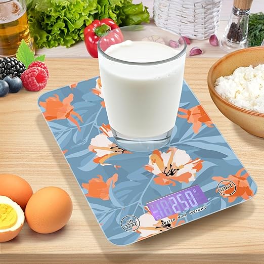 Food Scale Kitchen Scale Food Scales Digital Weight Grams and Ounces Small Electronic Food Scale for Baking Cooking Flowers Blue