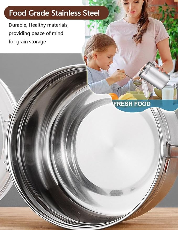 Stainless Steel Food Container with Clear Lids Airtight Container Stackable Small Canisters Kitchen Pantry Storage for Cereal, Snacks, Candy, Herbs, Spices, Sugar, Tea (1.2L Sliver)