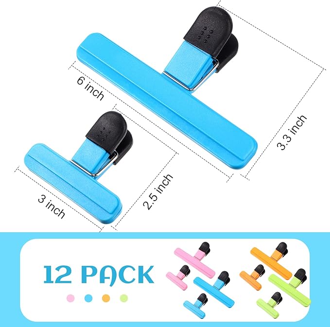 2 Pcs Mini Bag Sealer and 12 Pcs Bag Clips Snack Bag Sealer Snack Handheld Heat Vacuum Sealer Clips Chip Bag Clips for Plastic Bags Food Storage Snacks Freshness