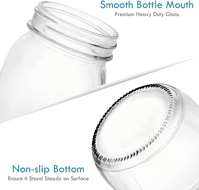 YEBODA 6 Pack Wide Mouth Mason Jars 32oz Glass Canning Jars with Airtight Lids and Bands for Preserving, Jam, Honey, Jelly, Wedding Favors, Sauces, Meal Prep, Overnight Oats, Salad, Yogurt