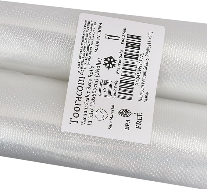 Vacuum Sealer Bags Rolls, for Food Saver Seal a Meal, Weston, Commercial Grade, BPA Free, Heavy Duty, Great for vac storage, Meal Prep or Sous Vide, 2Rolls (11''x16')