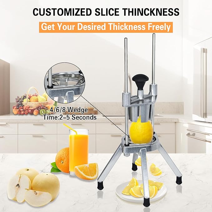 Hakka Commercial Easy Wedger Slicer Lemon Cutter with 4 Wedger/ 6 Wedger/8 Wedger Stainless Steel Fruit Cutter Lime Slicer for Lemons Limes Tomatoes Potatoes