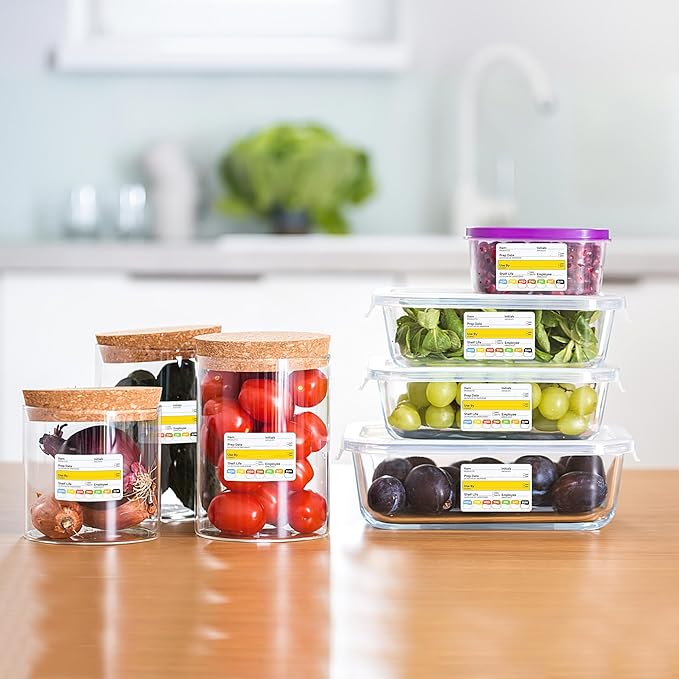 300 Pcs Restaurant Quality Shelf Life Food Rotation Labels Vinyl, 2” x 3” Self-Adhesive Removable Freezer Food Labels, Perfect for Reusable Containers, Easy to Remove, Food Safety Date Sticker