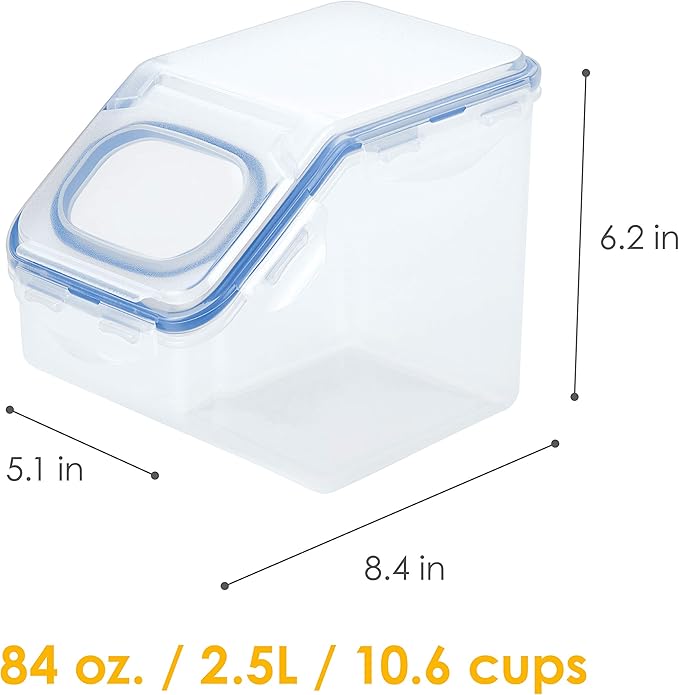 LOCK & LOCK Easy Essentials Food Lids (Flip-top) / Pantry Storage Containers, BPA Free, Top-10 Cup-for Snacks, Clear