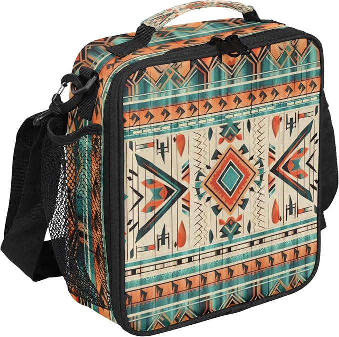 Pardick Aztec Lunch Box Insulated Lunch Bag Lunchbox with Adjustable Shoulder Strap Waterproof Cooler Bags for Travel/Picnic/Beach