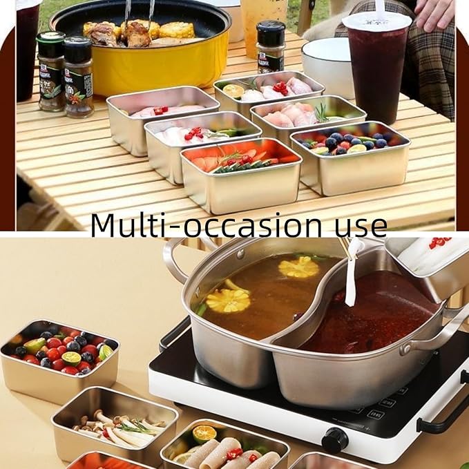 6Pcs Stainless Steel Food Storage Containers with Lids, Outdoor lunch box Stainless Steel Bowl with Airtight Lids for Picnic Travel, Reusable & Stackable