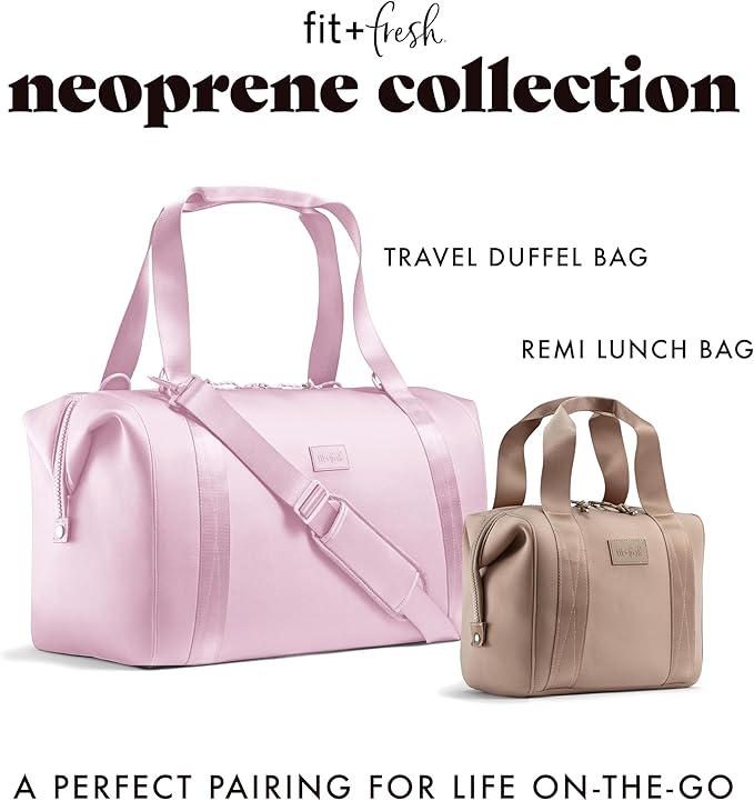 Fit & Fresh Neoprene Lunch Bag For Women, Insulated Womens Lunch Bag For Work, Tear & Stain Resistant Large Lunch Box For Women With Containers and Ice, Machine Washable Remi Lunch Bag, Tan Toile