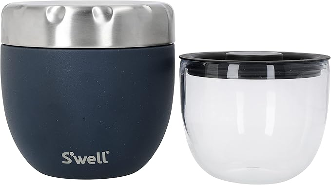 S'well Stainless Steel Food Bowls - 21.5oz - Azurite Eats - Triple-Layered Vacuum-Insulated Containers Keeps Food Cold for 11 Hours and Hot for 7 - Condensation-Free, Leak-Free and Dishwasher-Safe