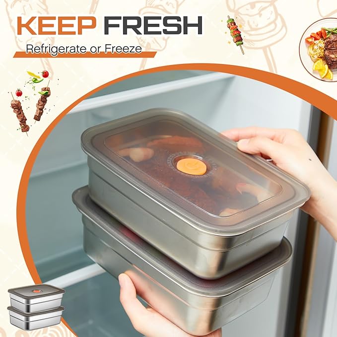 4 Pcs Grill Prep Trays Set Includes Stainless Steel Grilling Prep and Serve Tray Grill Platter 2 Marinade Container with Lids and Cutting Board for BBQ Outdoor Grilling (Deep Tray)