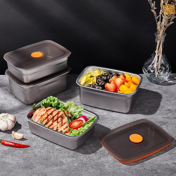 20 PCS Food Storage Containers with Lids Airtight (10 Containers & 10 Lids),stainless steel food containers leak proof storage box with lid Locking Food Storage Container freezer storage