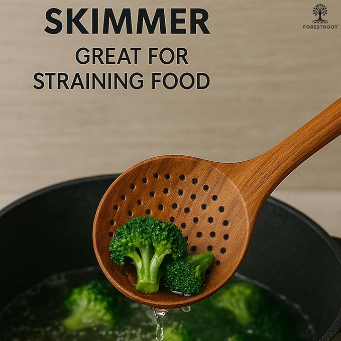 9-Piece Wooden Cooking Utensil Set – Premium Wood Kitchenware for Nonstick Cookware, Heat-Resistant & Durable Wooden Spoons and Spatulas – Eco-Friendly Kitchen Tools for Stirring & Serving