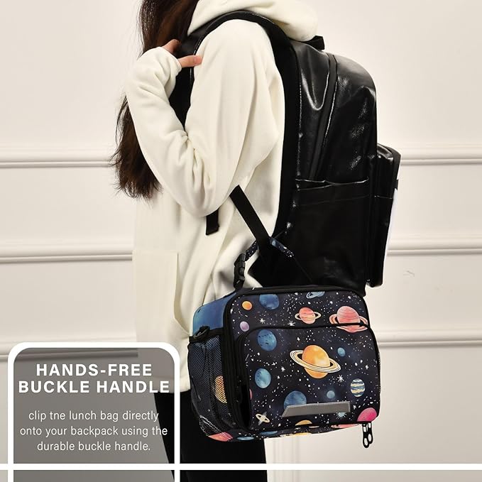 Planet Space Kids Lunch Box Insulated Lunch Bags Cooler Tote Bag with Removable Shoulder Strap for Boy Girl Student 20848878
