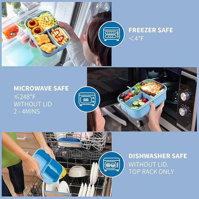 MISS BIG® Bento Box,Bento Box Adult,Lunch Box,Ideal Leak Proof Lunch Containers,No BPAs and No Chemical Dyes Bento Lunch Box,Dishwasher and Microwave Safe Lunch Containers for Adults(1900ml Blue)