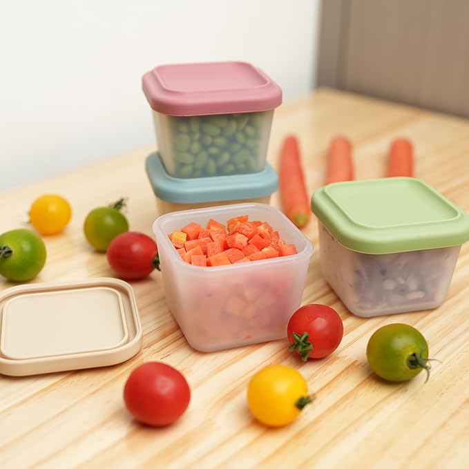4 Pack Small Silicone Snack Containers with Lids 5 oz Reusable Food Storage Containers Bento Lunch Snack Pots for Adults & Kids Meal Prep Containers BPA Free