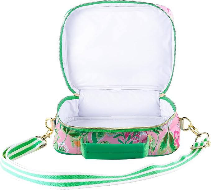 Lilly Pulitzer Insulated Lunch Box for Women, Cute Lunch Cooler Bag with Adjustable/Removable Shoulder Strap, Via Amore Spritzer