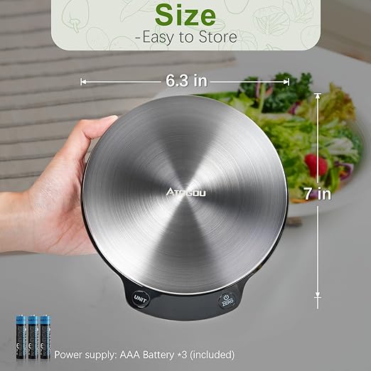 Smart Food Scale with Nutritional Calculator, 0.1g / 0.005oz High Precision, 5kg / 11lb, Free APP with Calorie Counter, Nutrients Tracking, Marco. Kitchen Scale for Meal Prep, Weight Loss, etc. Black